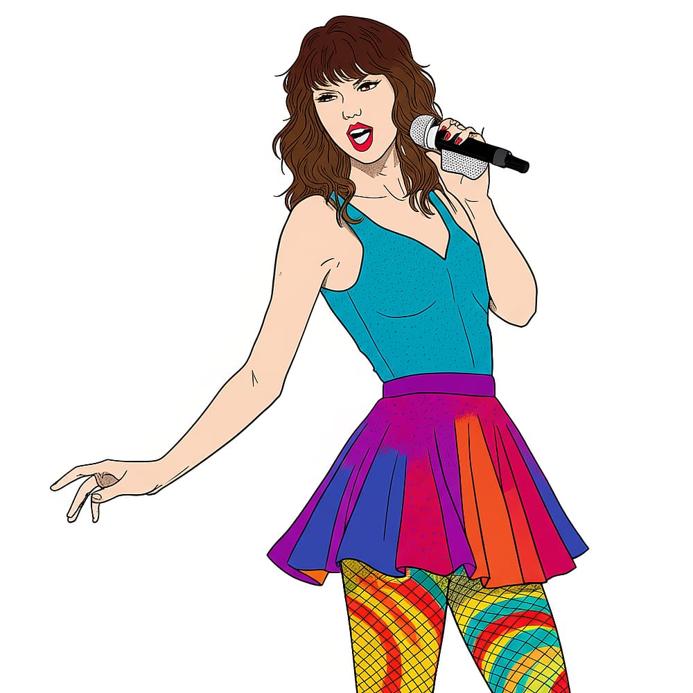 Taylor Swift Singing Sensation Coloring Page colored version