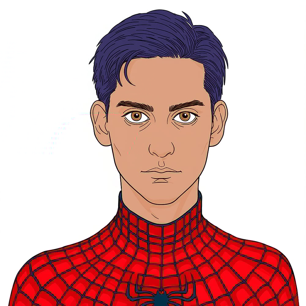 Classic Tobey Maguire Spider-Man Portrait Coloring Page colored version