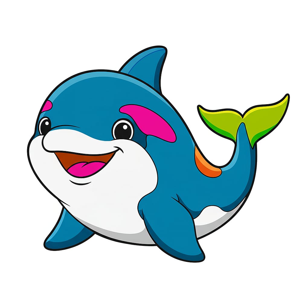 Adorable Chubby Orca Smiling Coloring Page colored version