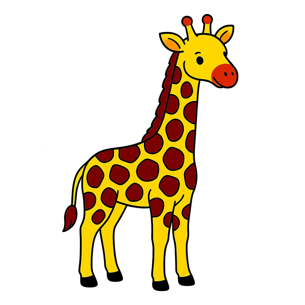Adorable Giraffe Coloring Page colored version