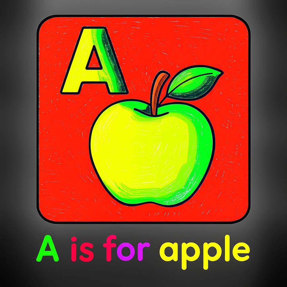 Amazing Apple Alphabet Adventure Coloring Page colored version