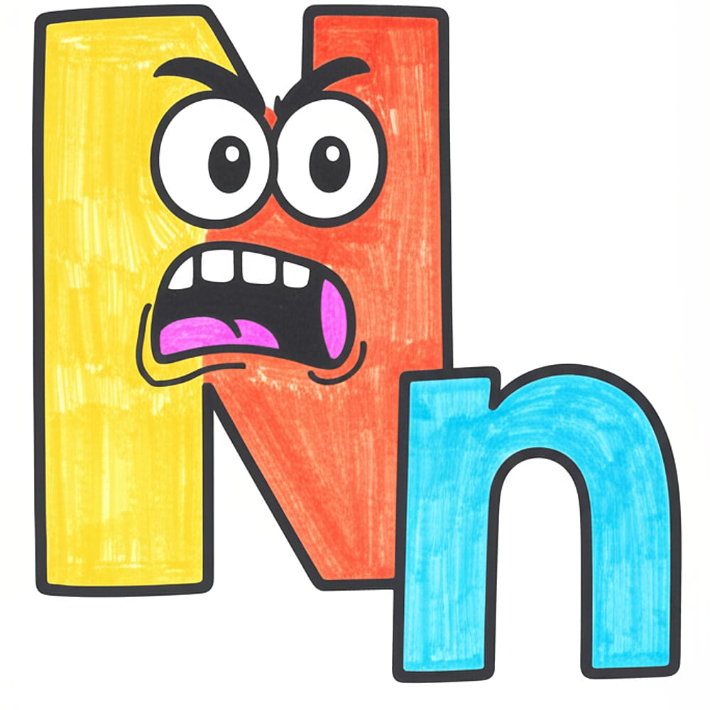 Angry Letter N Coloring Page colored version