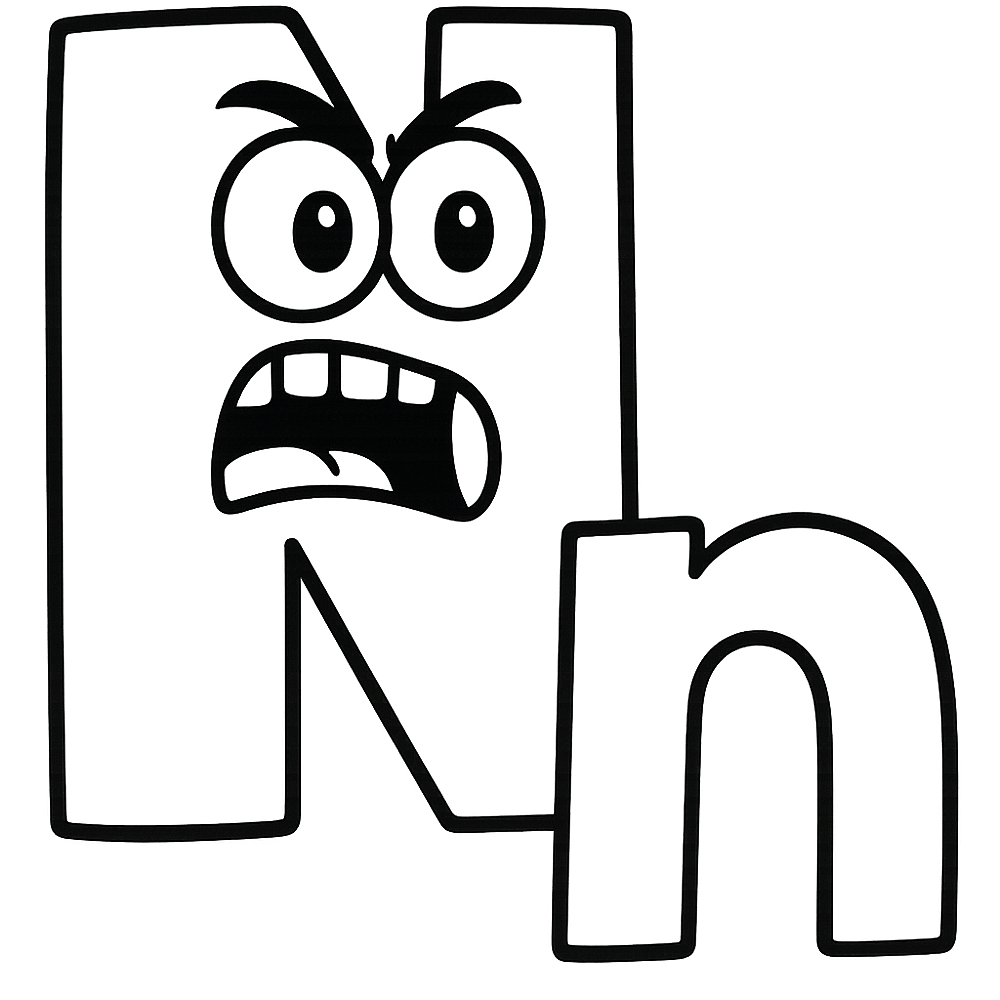 Angry Letter N Coloring Page coloring page