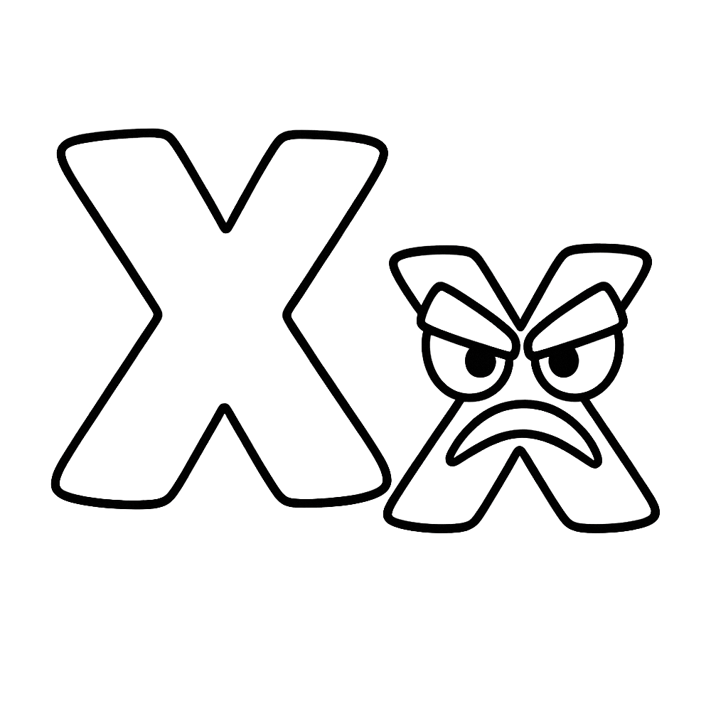 Angry Letter X Coloring Coloring Page coloring page