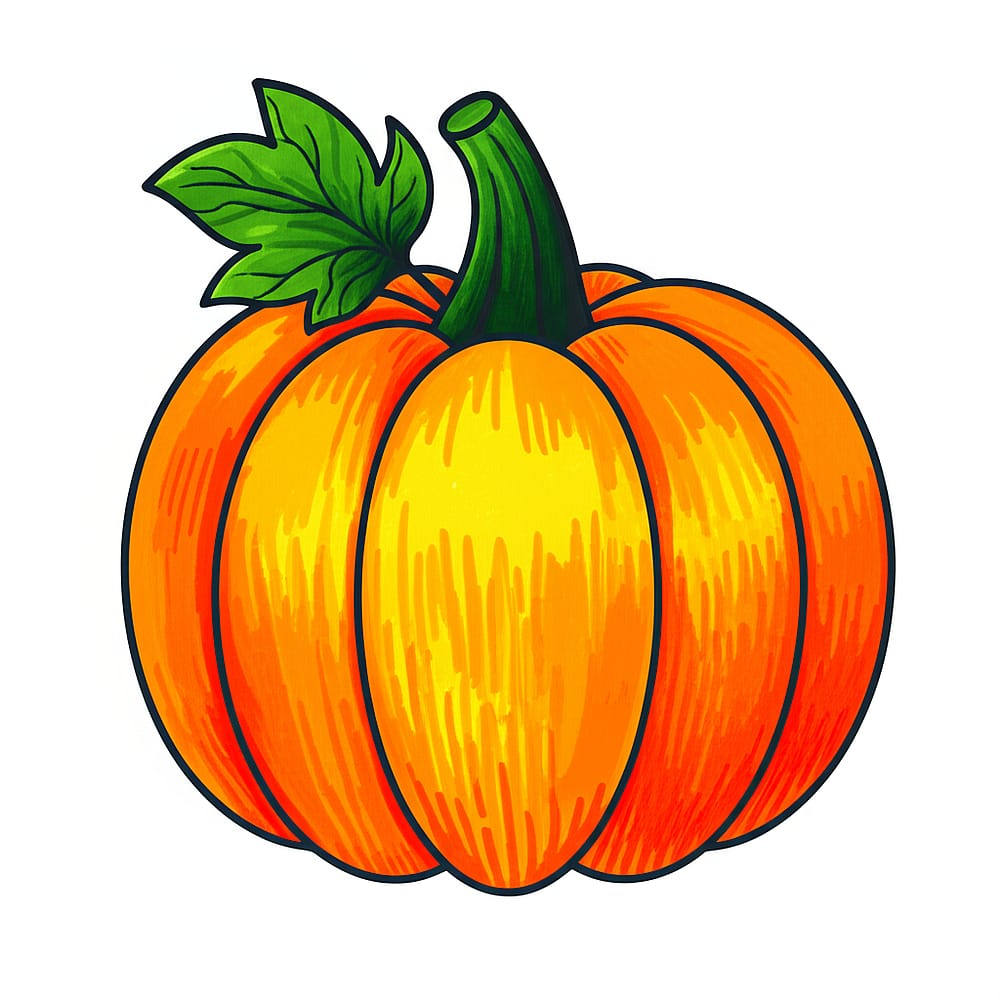Autumn Pumpkin Delight Coloring Page colored version