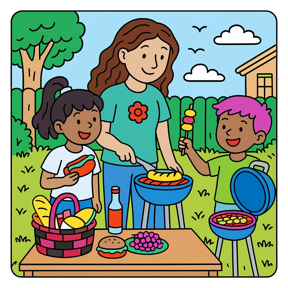 Backyard BBQ Family Fun colored version