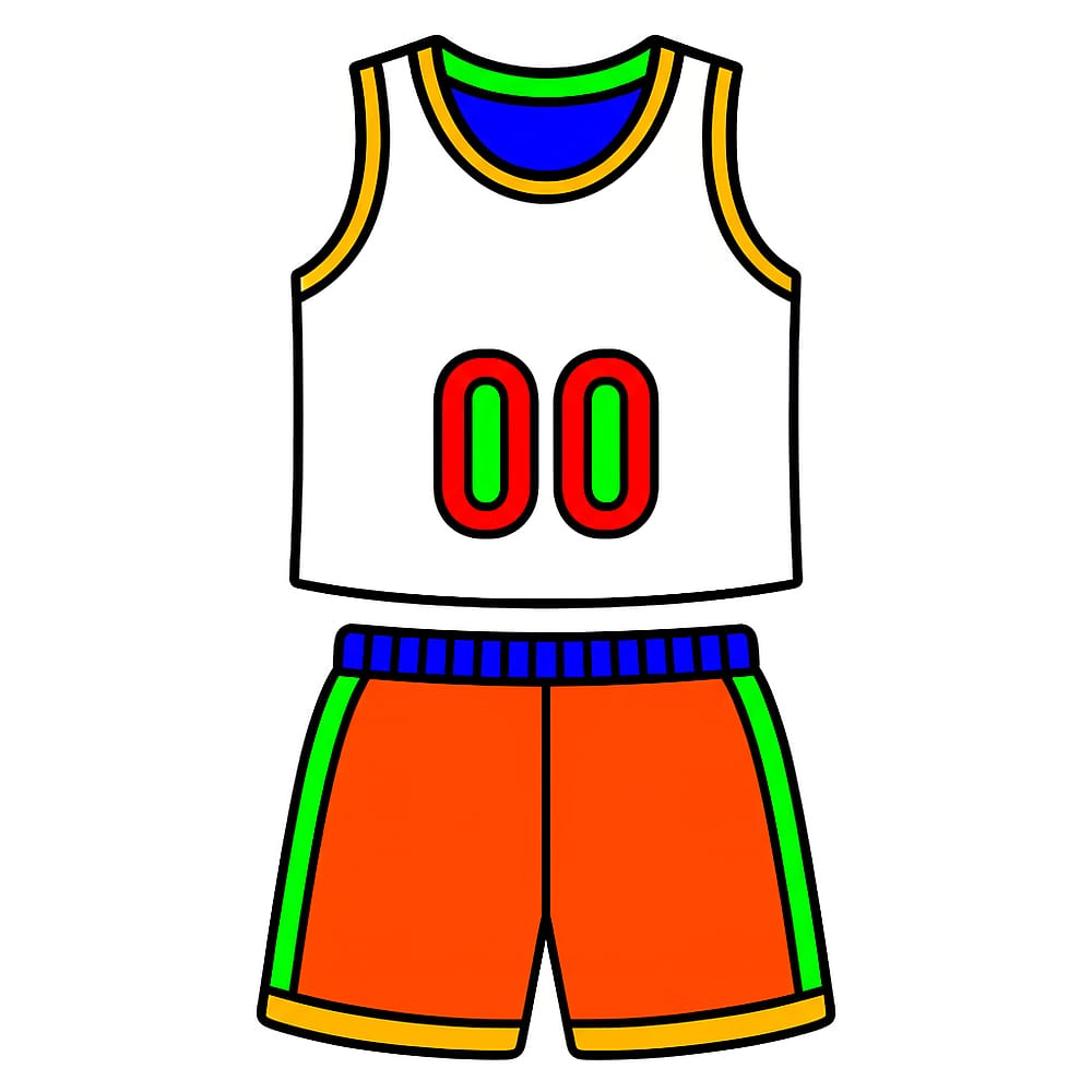 Basketball Uniform Fun Coloring Page colored version