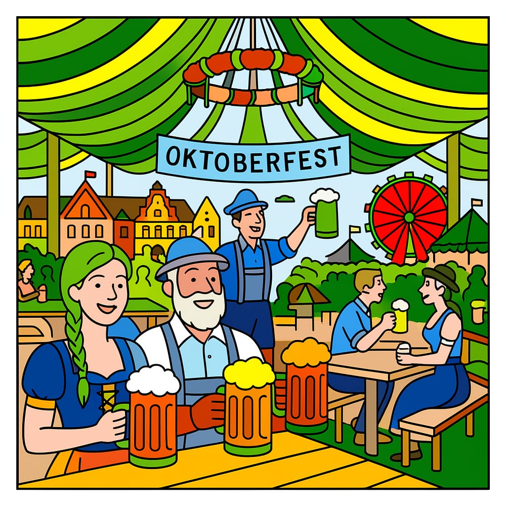 Bavarian Festival Fun Coloring Page colored version