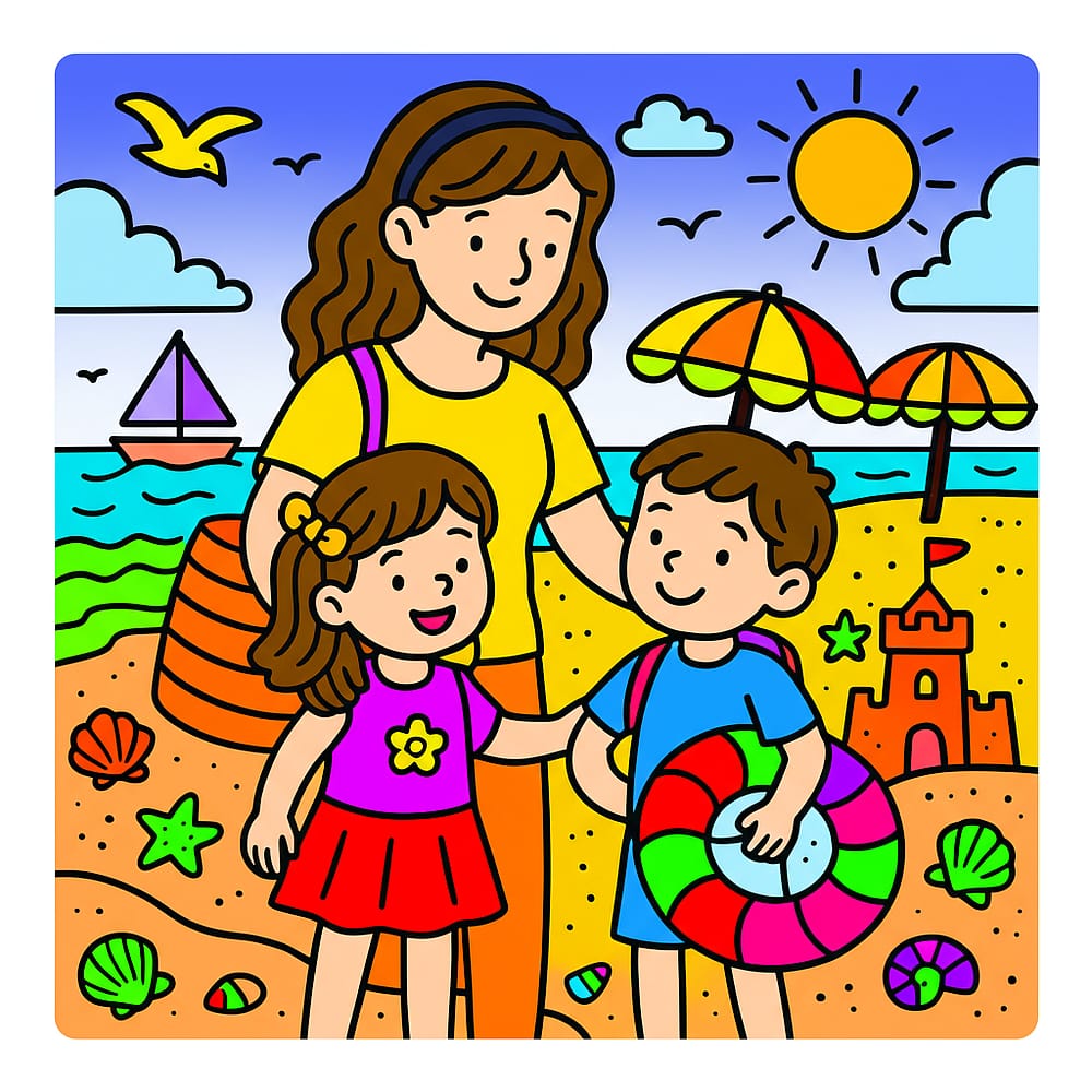 Sunny Beach Day Fun colored version
