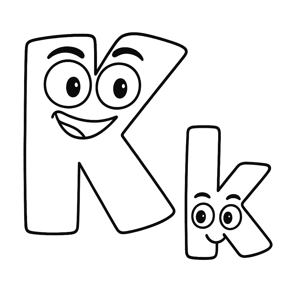 Cartoon Letter K Friends Coloring Page coloring page