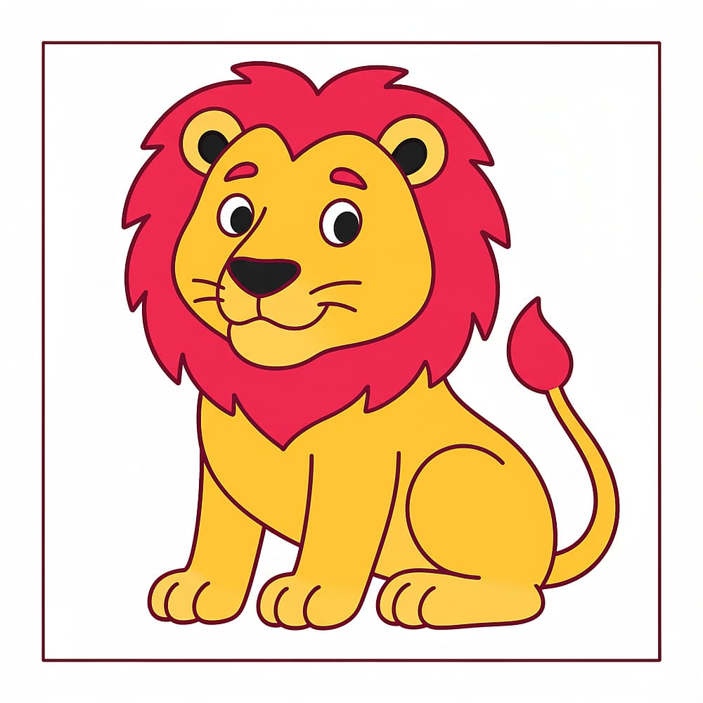 Cute Sitting Lion Coloring Page colored version
