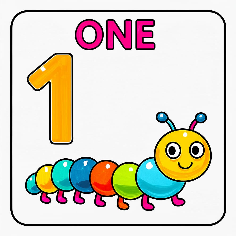 Caterpillar Learns Number Fun Coloring Page colored version