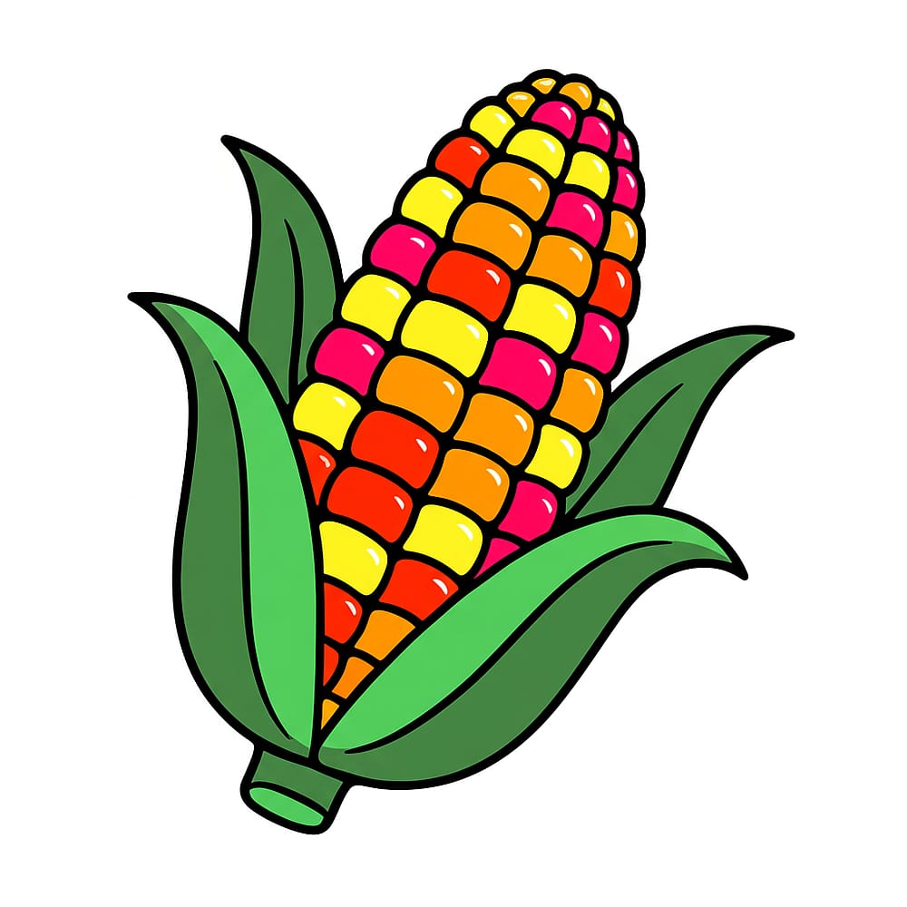 Classic Corn Cob Delight Coloring Page colored version