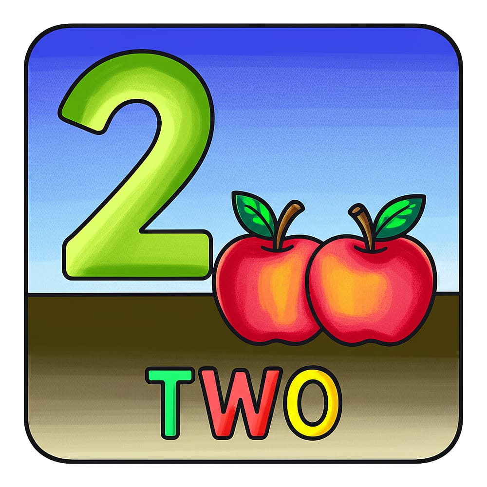 Coloring Number Two Apples Coloring Page colored version