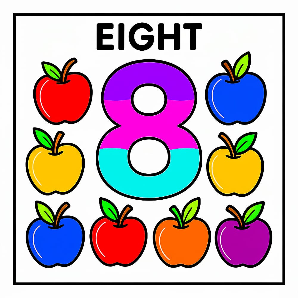Counting Apples Number Fun Coloring Page colored version