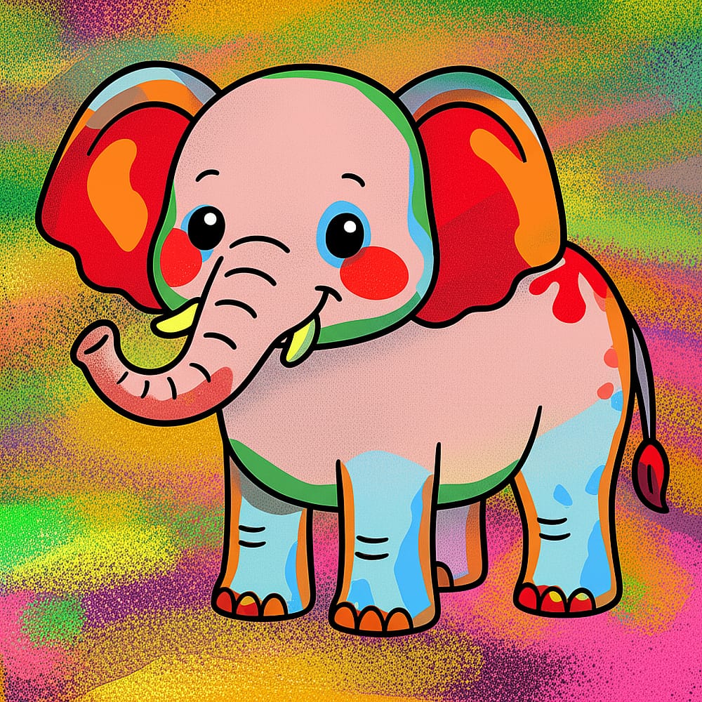 Cute Baby Elephant Coloring Coloring Page colored version