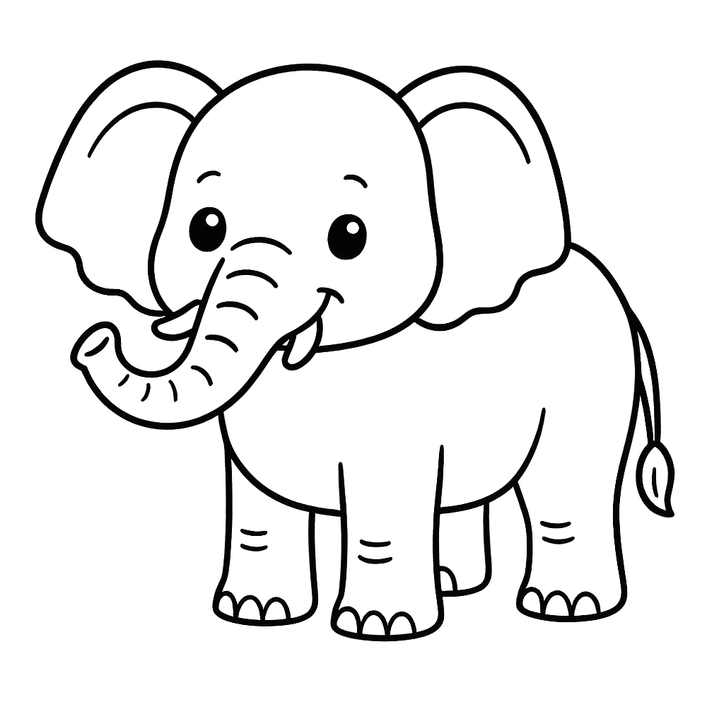 Cute Baby Elephant Coloring Coloring Page coloring page