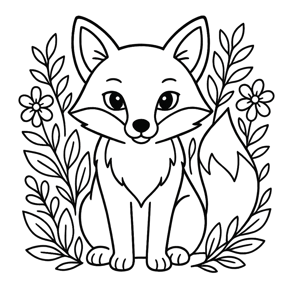 Cute Forest Fox Friend Coloring Page coloring page