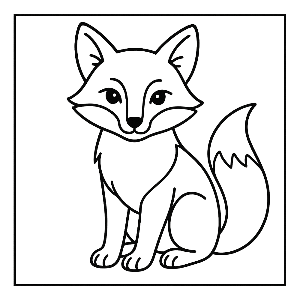 Adorable Fox Friend Outline Coloring Page coloring page