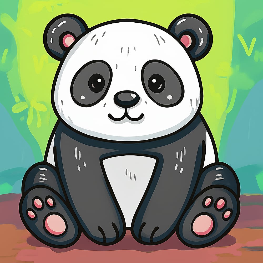 Cute Panda Pal Coloring Coloring Page colored version