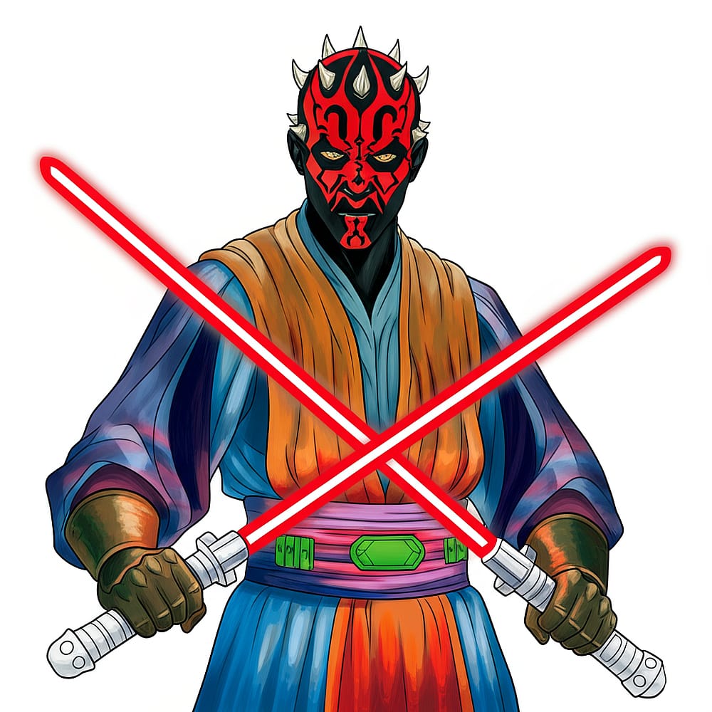 Darth Maul Dual Lightsabers Coloring Page colored version