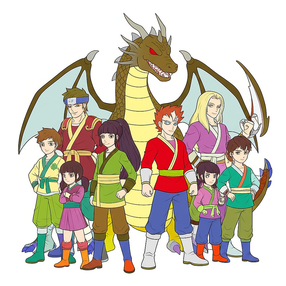 Dragon Warrior Team Power Coloring Page colored version