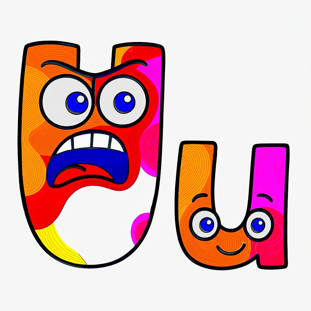 Expressive Letter U Friends Coloring Page colored version