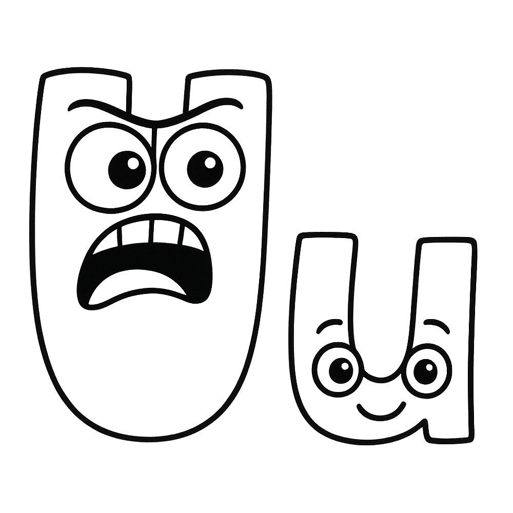 Expressive Letter U Friends Coloring Page coloring page