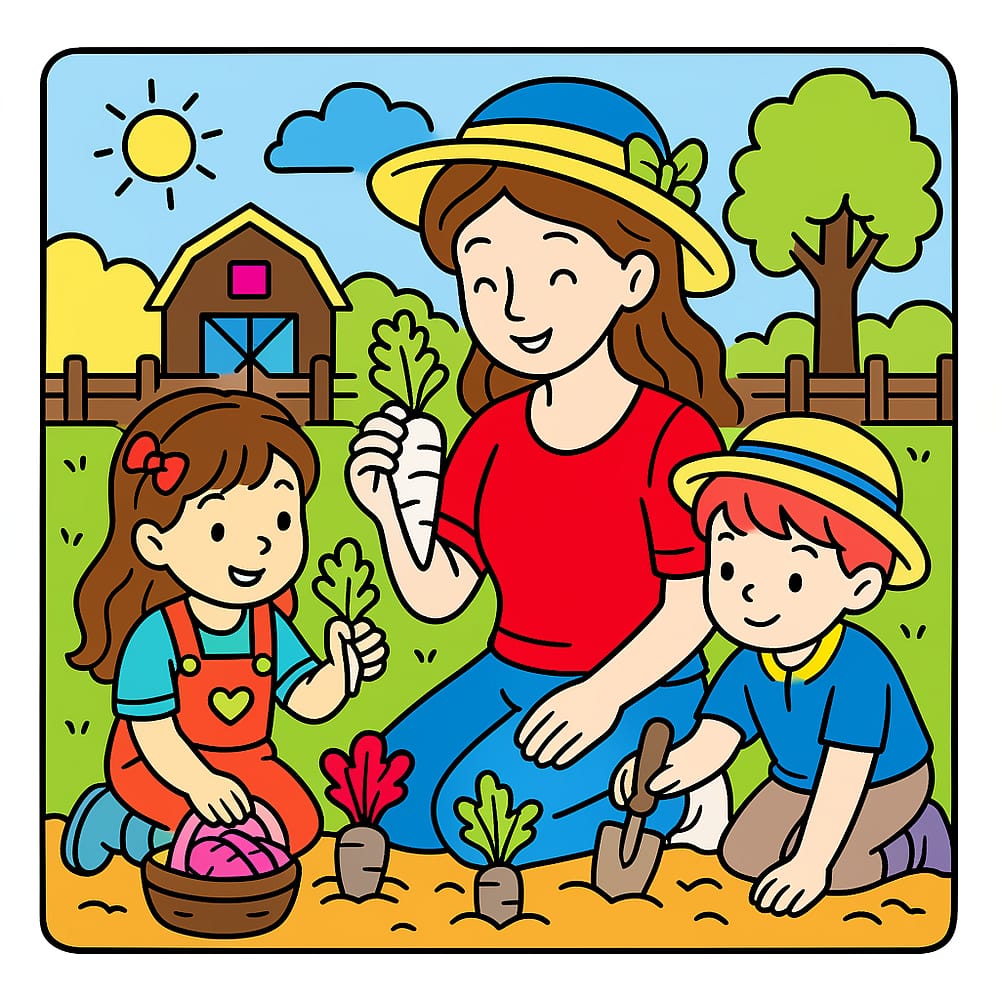Family Farm Harvest Fun colored version