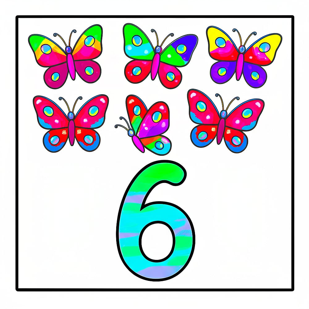 Flutterby Friends Counting Coloring Page colored version