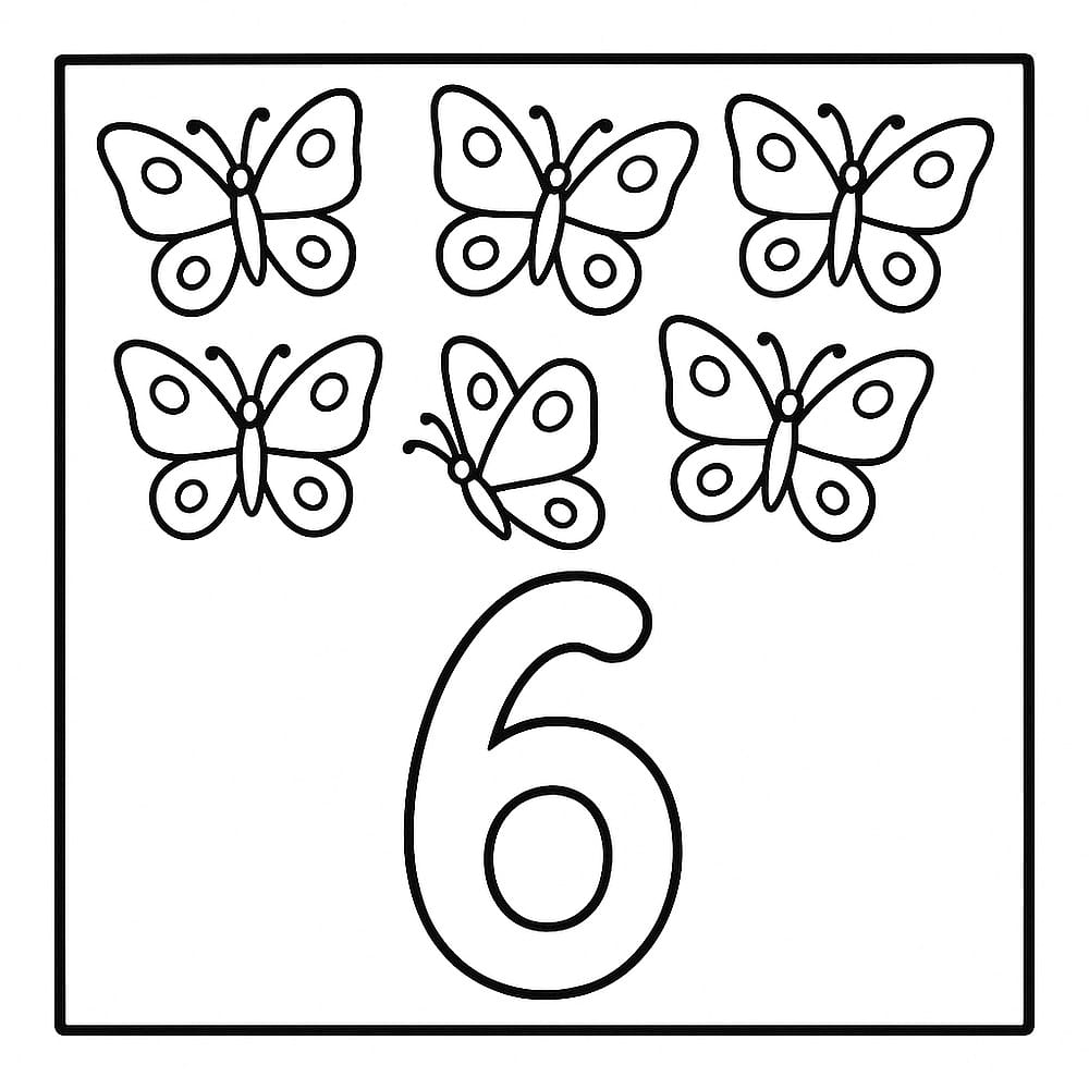 Flutterby Friends Counting Coloring Page coloring page