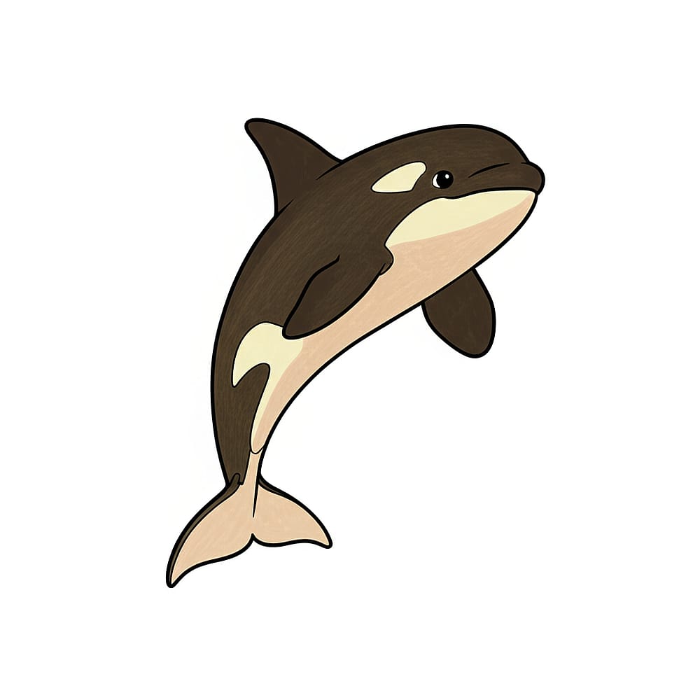 Friendly Leaping Orca Coloring Page colored version