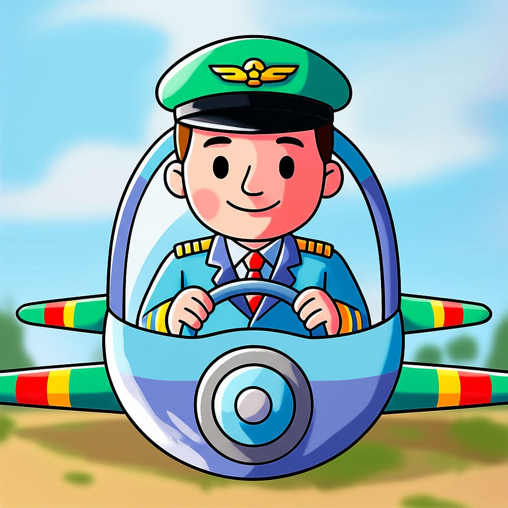Friendly Sky Captain Coloring Page colored version