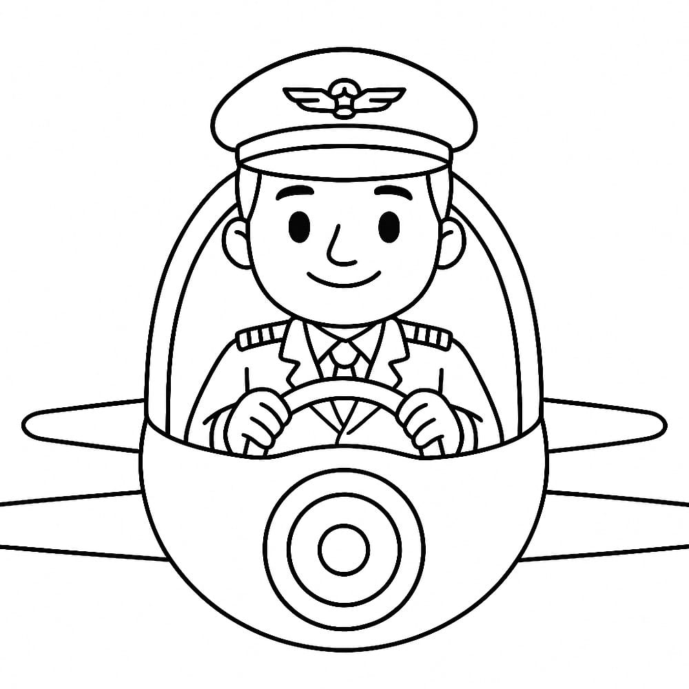 Friendly Sky Captain Coloring Page coloring page