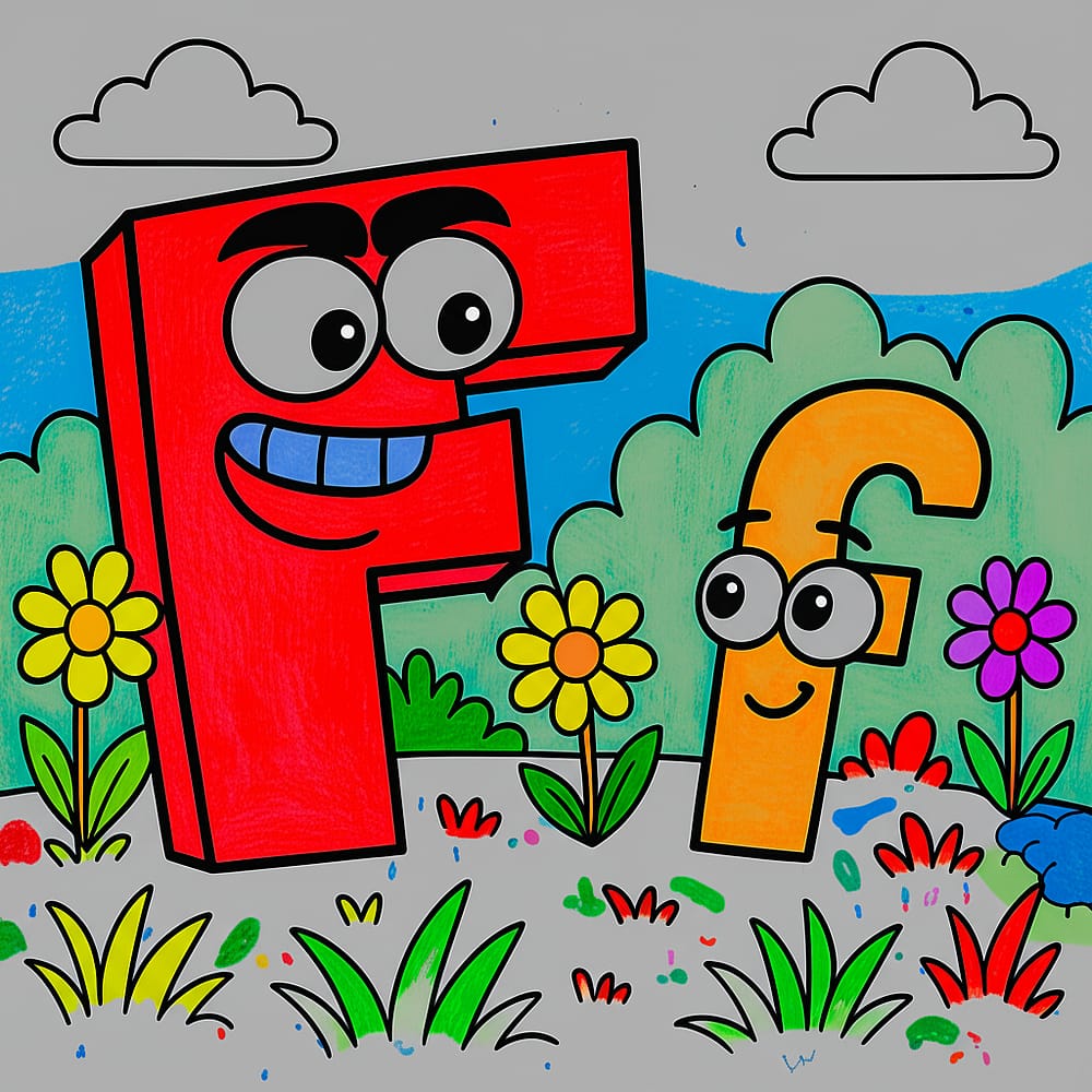 Fun With Letter F Coloring Page colored version