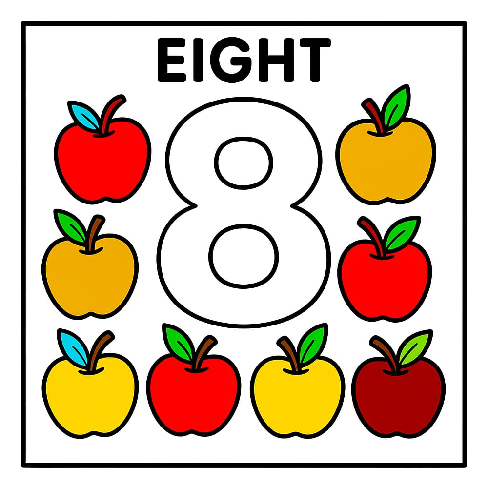 Fun With Number Eight Coloring Page colored version
