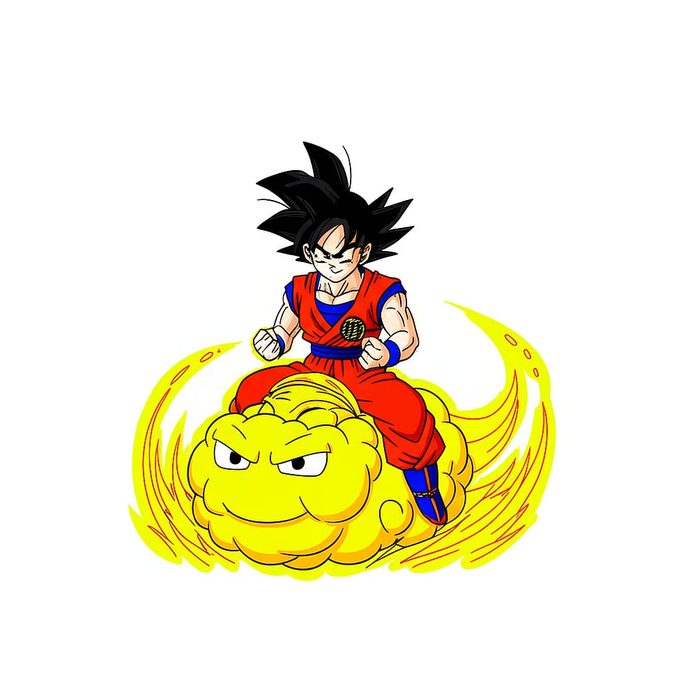 Goku Flying Nimbus Adventure Coloring Page colored version