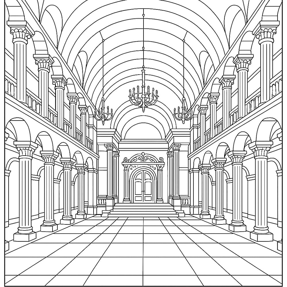 Grand Ballroom Splendor Coloring Page coloring page