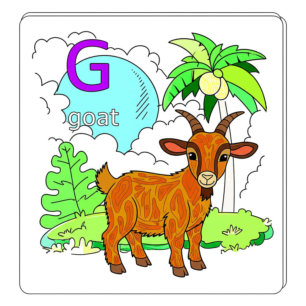 Great Goat Alphabet Fun Coloring Page colored version