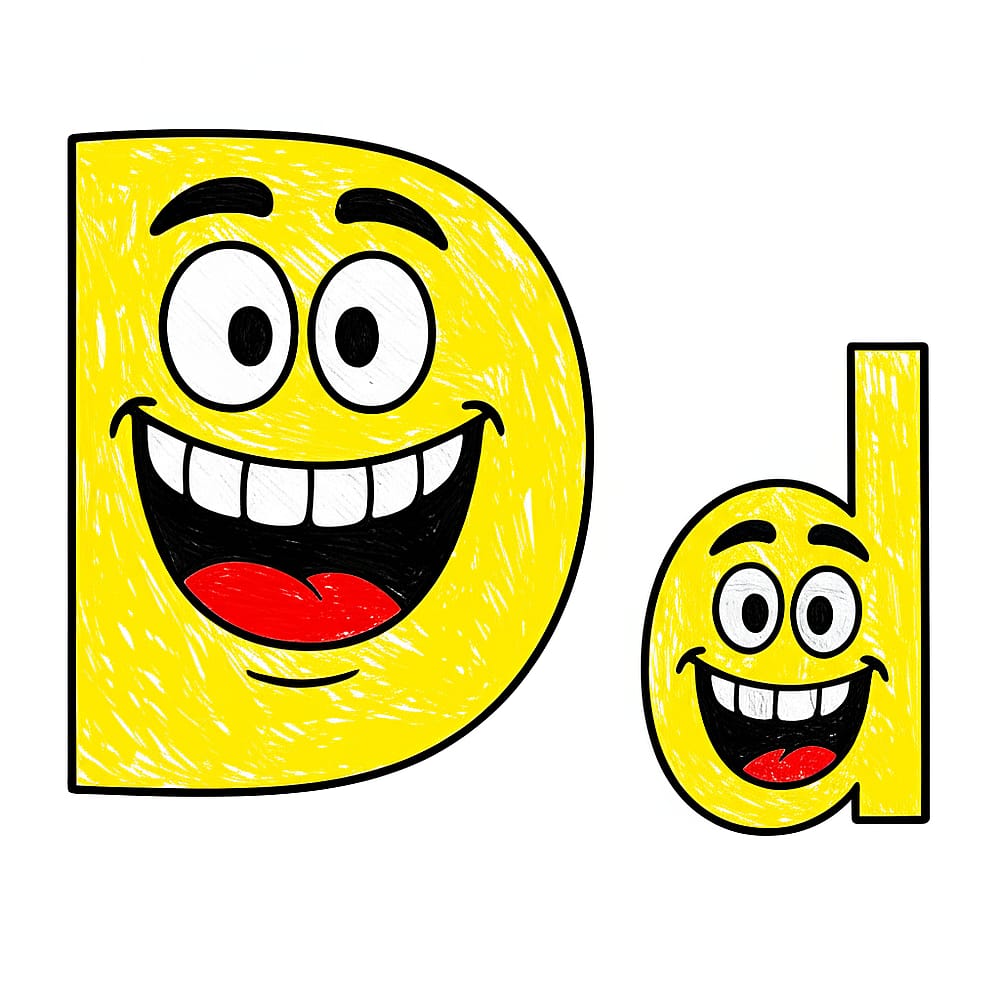 Happy Letter D Duo Coloring Page colored version