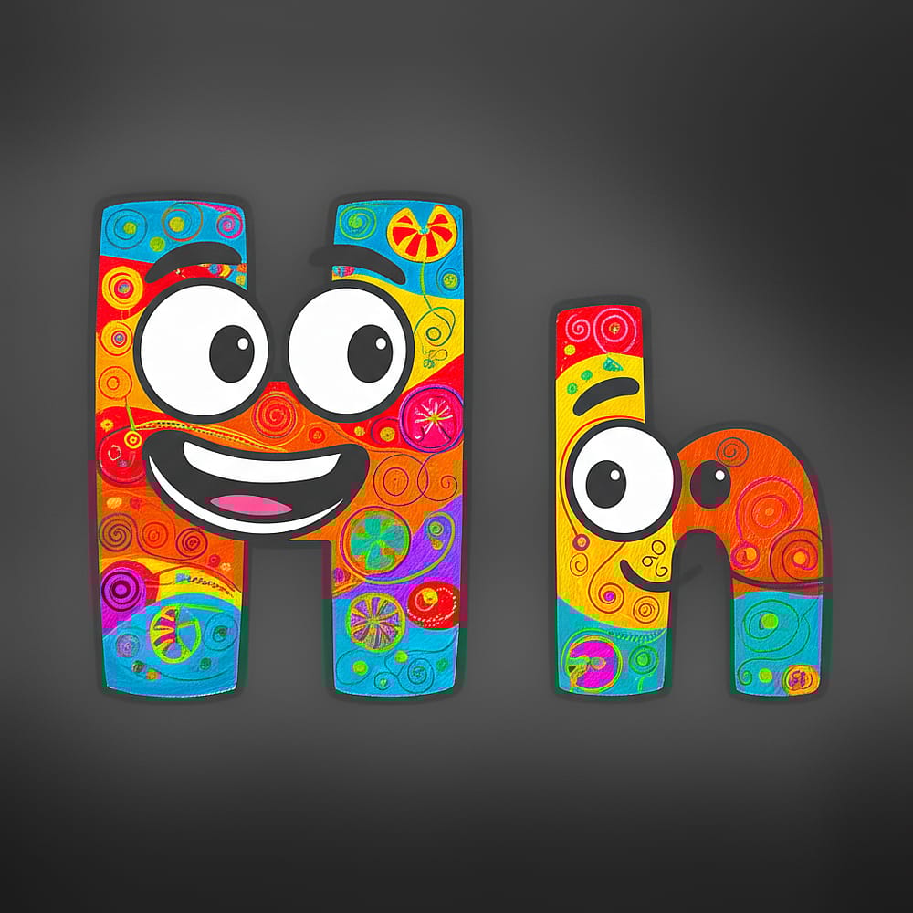 Happy Letter H Characters Coloring Page colored version