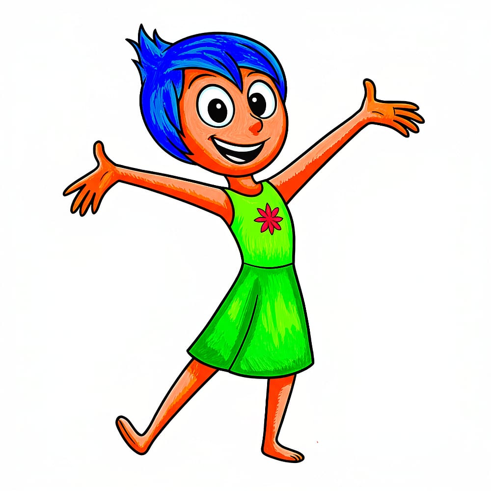 Radiant Joy Spreading Happiness Coloring Page colored version