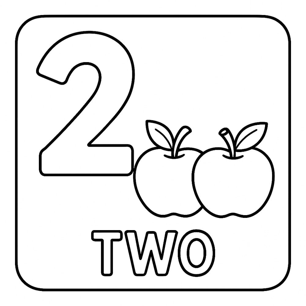 Learn Number Two Apples Coloring Page coloring page