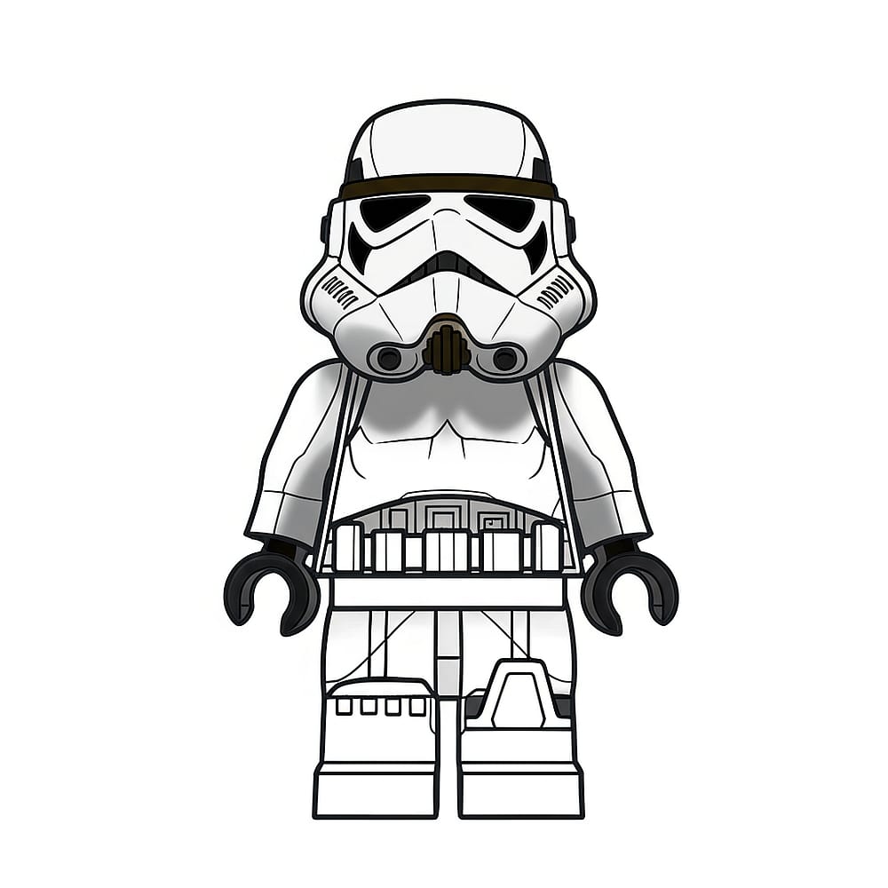 LEGO Stormtrooper Ready for Duty Coloring Page colored version