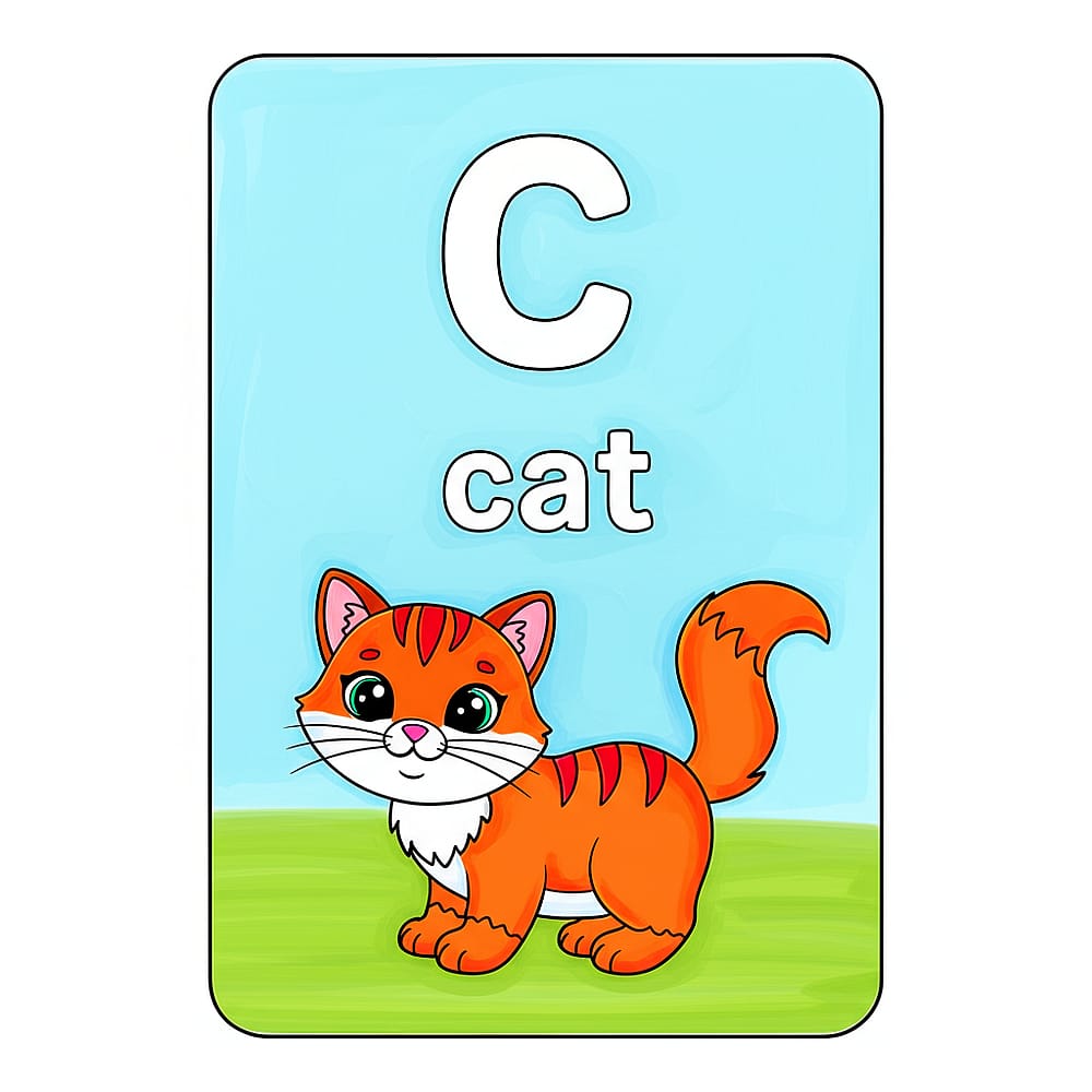 Letter C Cat Fun Coloring Page colored version
