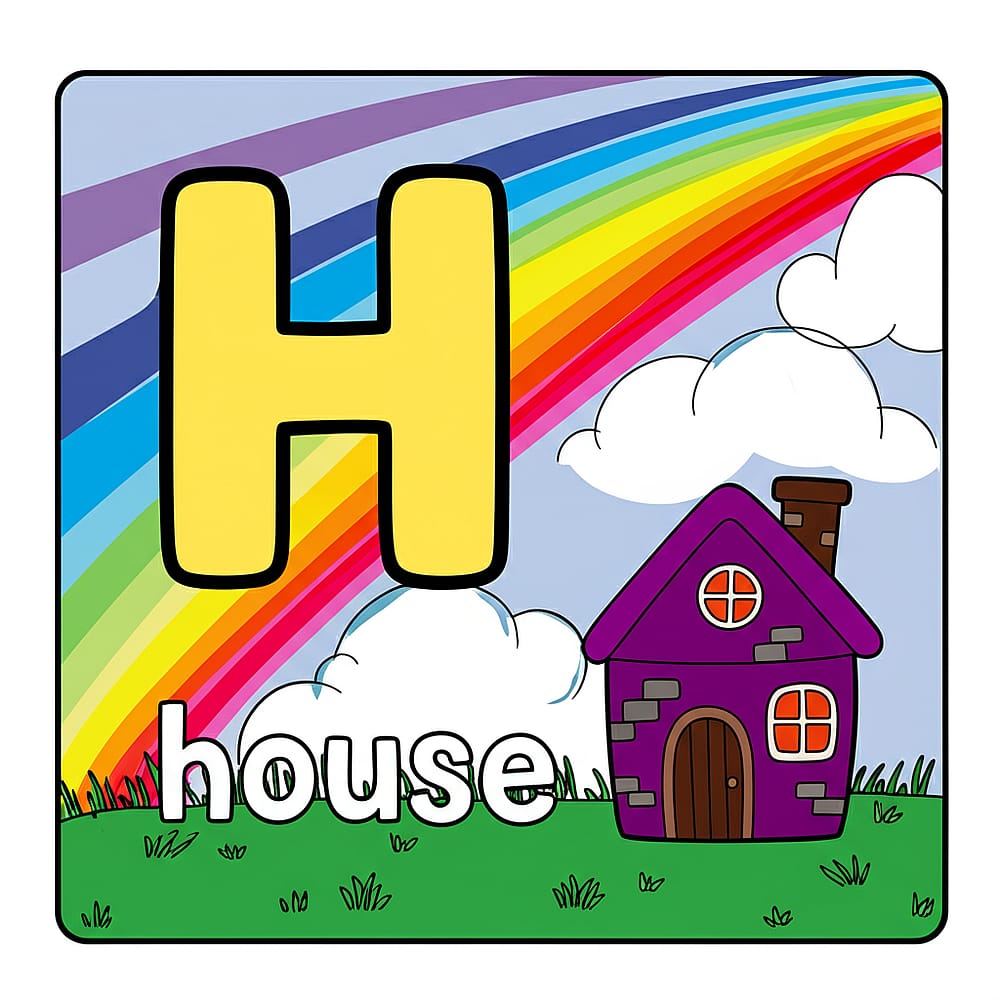 Letter H House Fun Coloring Page colored version