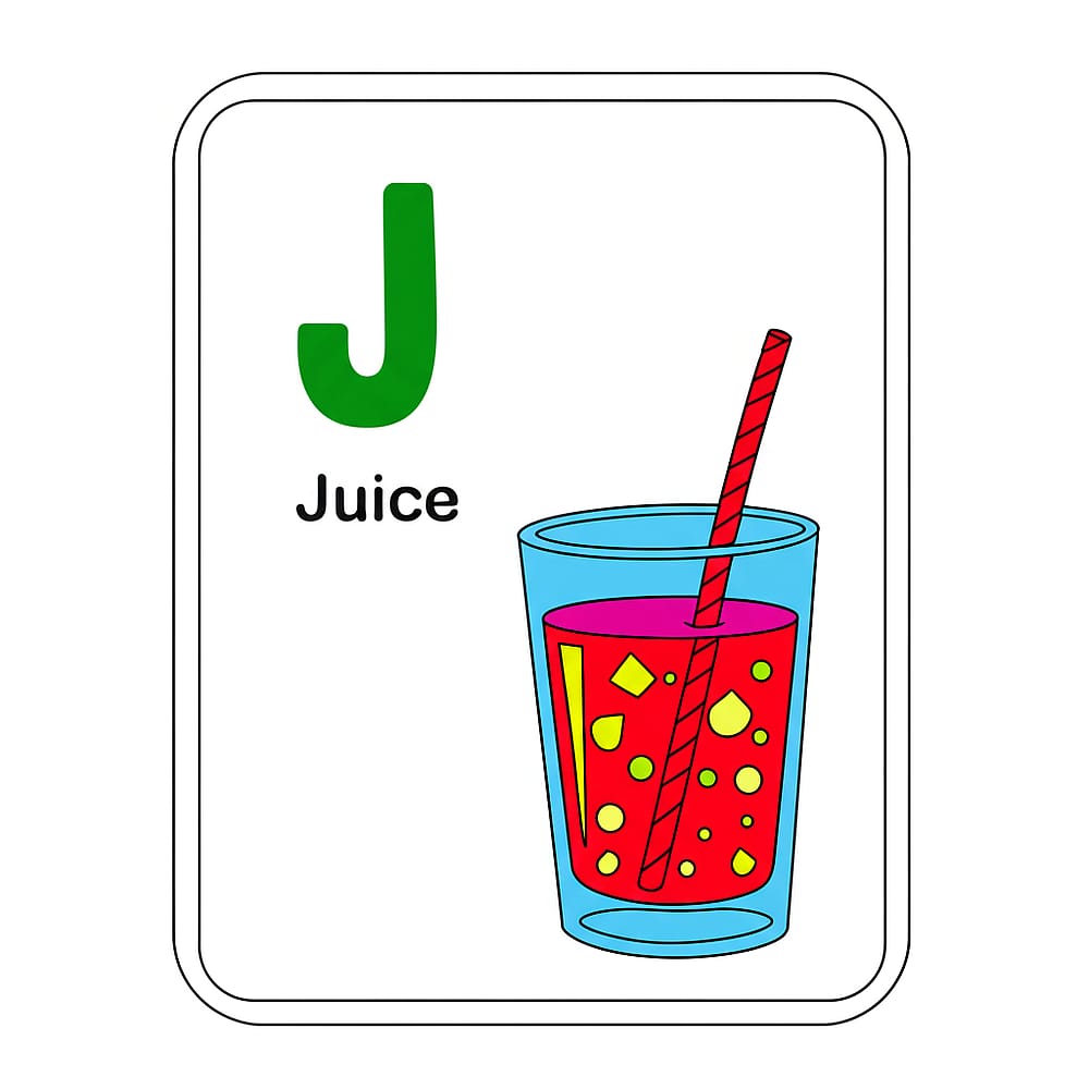 Letter J Juicy Refreshment Coloring Page colored version