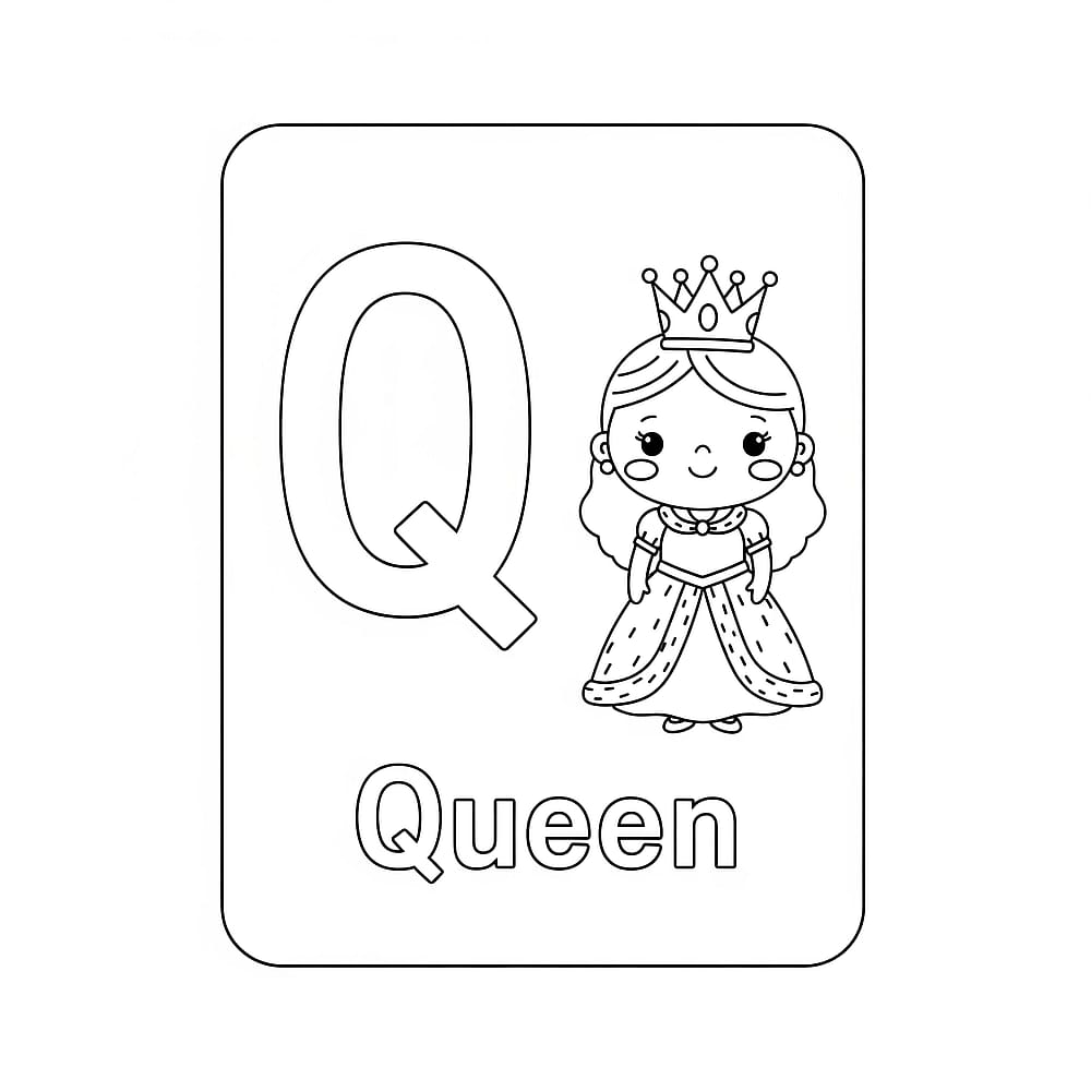 Letter Q Queen Alphabet Page Coloring Page coloring page