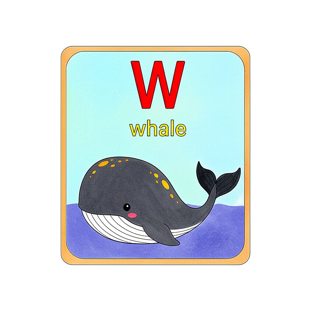 Letter W Whale Fun Coloring Page colored version
