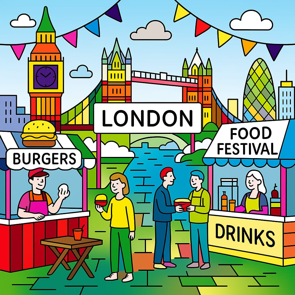 London Food Festival Fun Coloring Page colored version